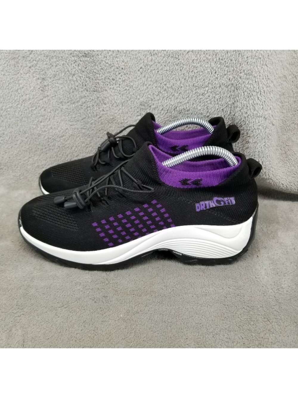 OrthoFit Shoes Womens Size 9 Black Purple Stretch Casual Sneakers